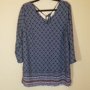 3for$25 pattern print tunic dress navy blue pink white